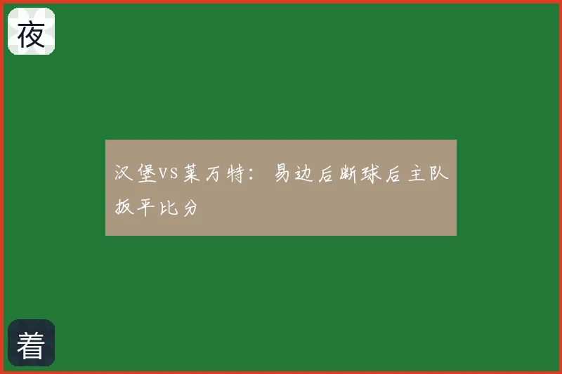 汉堡vs莱万特:易边后断球后主队扳平比分